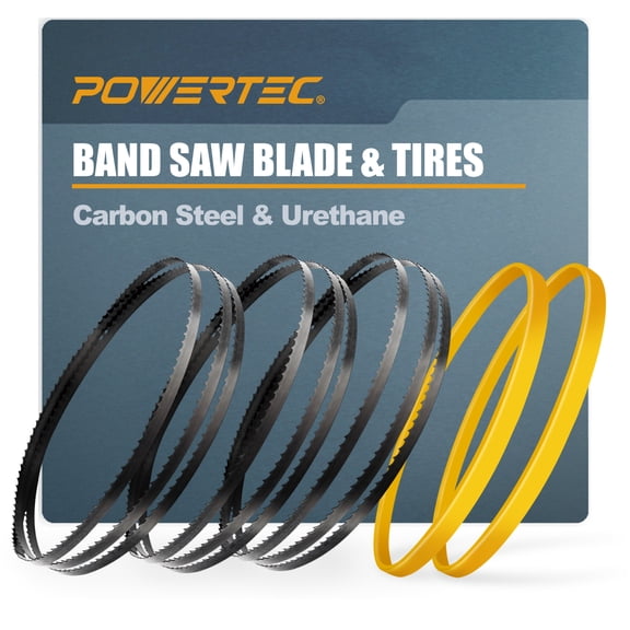 POWERTEC 93-1/2 Inch Bandsaw Blades Assortment w/ 14 Inch Band Saw Tires, Band Saw Blades 3PK with 14" x 1" x 0.95" Bandsaw Tires 2PK, Band Saw Accessories for JET, Grizzly and Powermatic (13704)