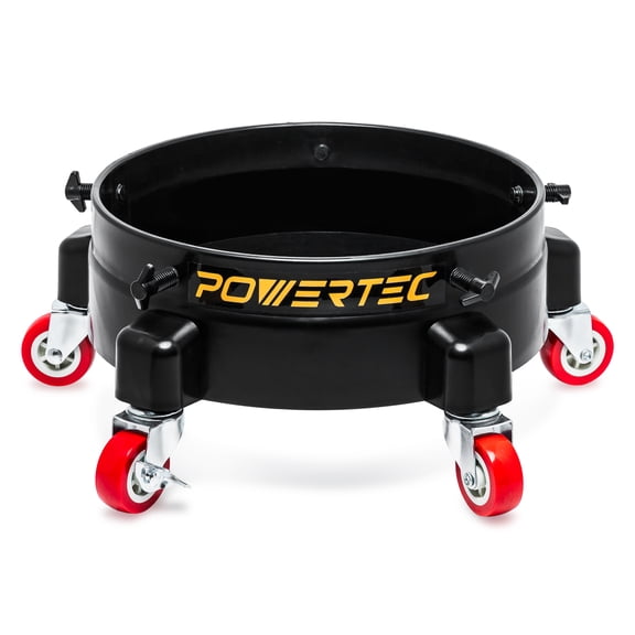 POWERTEC Bucket Dolly with 3 Locking Caster Wheels for 5 Gallon Buckets, Screw Clamps & Connector, Designed for Dust Separator, Car Wash & Detailing (70487)