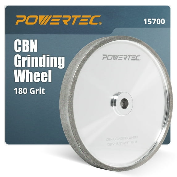 POWERTEC CBN Grinding Wheel 8 Inch 180 Grit, Bench Grinder Wheel for Sharpening HSS Tools, Lathe Tools & Chisel Set, 8" x 1" Wide, 5/8" Arbor Bench Grinder Wheels for Bench Grinder (15700N)