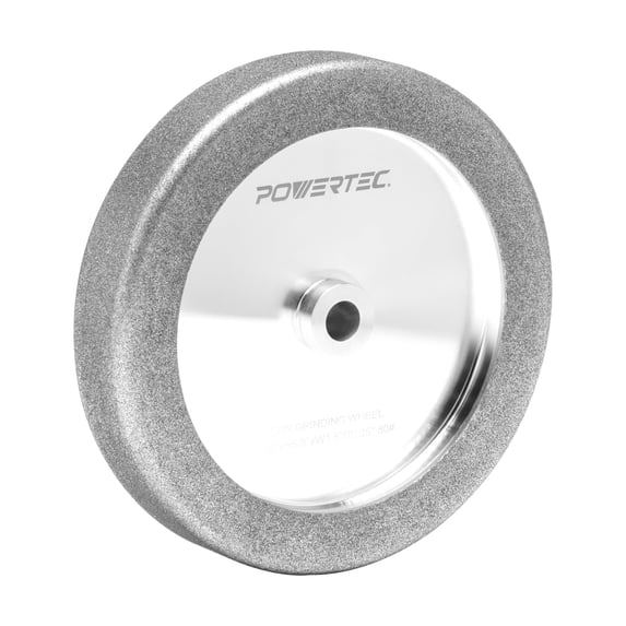 POWERTEC CBN Grinding Wheel 8 Inch 80 Grit, 1-1/2" Wide, 5/8" Arbor – 4-in-1 CBN Sharpening Wheel with 1/4" Radius Edge and Side Face for Bench Grinder (15707N)