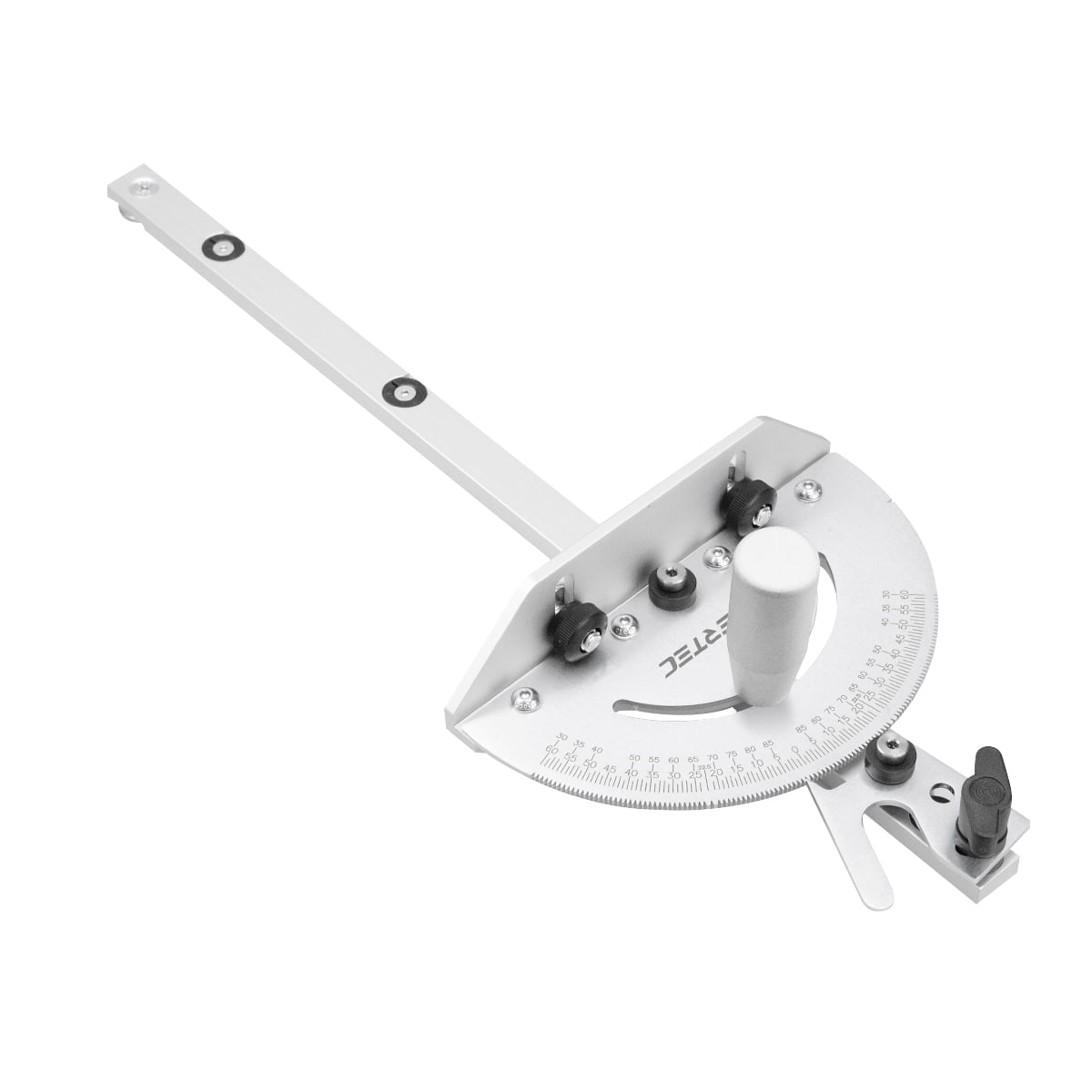 POWERTEC Deluxe Miter Gauge for Table Saw | Miter Guide with 120 Angle Stops, Silver (71143)