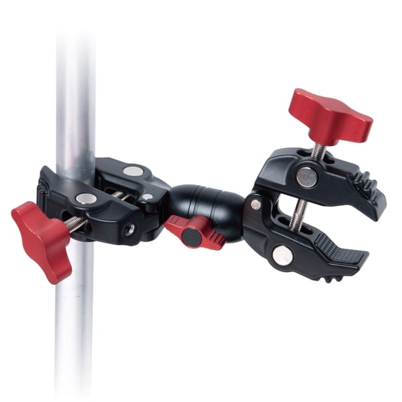 POWERTEC Double Super Clamp Camera Mount with two 1/4"-20 Mounting Holes for Magic Arm, Desk, Umbrella, Bike, Photography Lighting, Softbox (71924N)