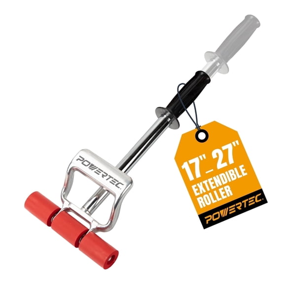 POWERTEC Extendable Floor and Wall Roller for Vinyl Flooring, Tile & Linoleum Roller with Extendable 17" to 27" Handle, 7.5" Wide for LVP, Veneer, Carpet, Wall Coverings (71033)