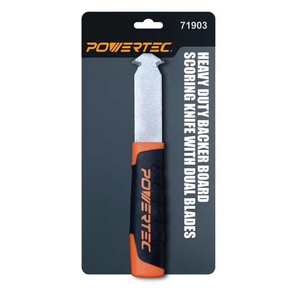 POWERTEC Heavy Duty Backer Board Scoring Knife, Ergonomic Grip, Dual Tungsten Carbide Blades for Tile Cement Board, Laminate (71903N)