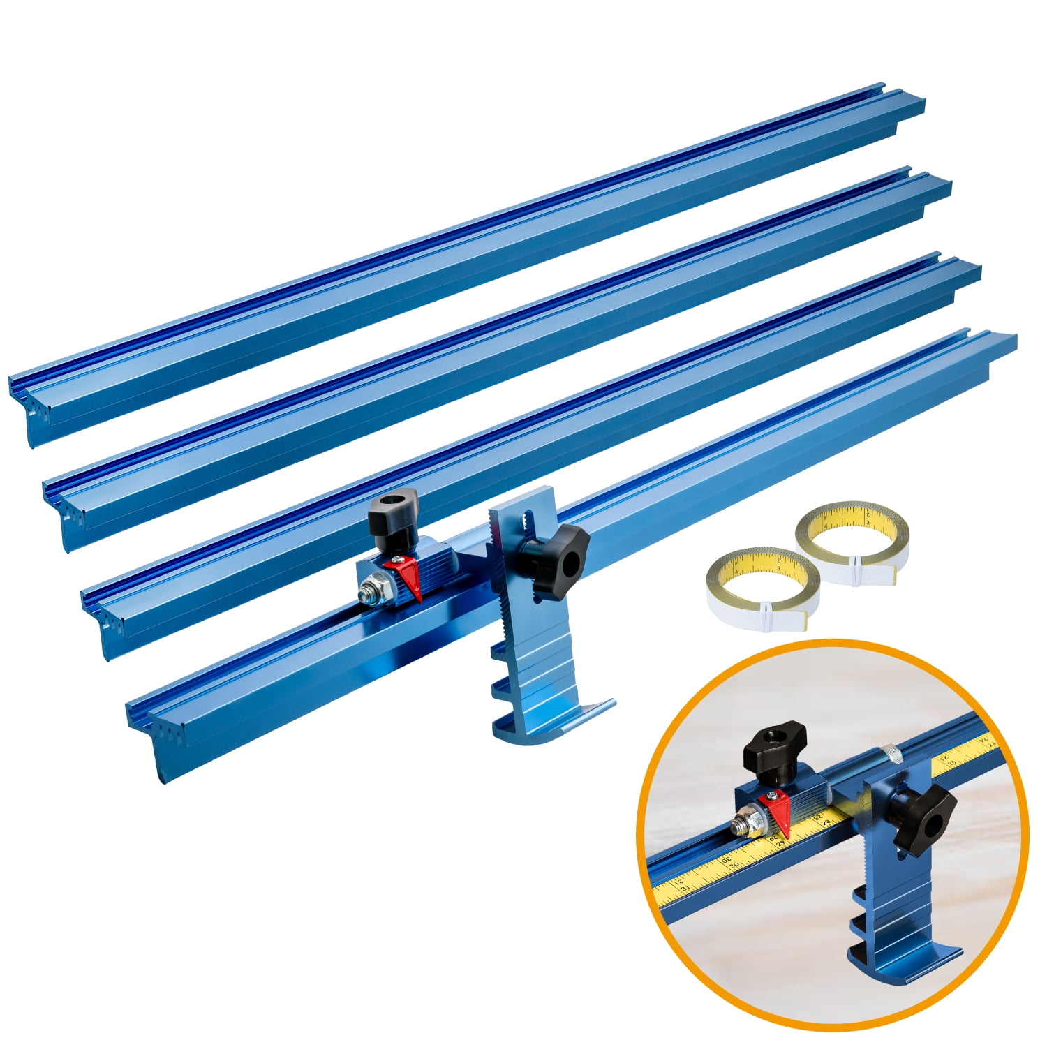 POWERTEC Miter Saw Fence for Miter Saw, Drill Press & Radial Arm Saw, Includes T Track Stop Kit, Tape Measures and T Track Fence Cap, T Track Accessories for Woodworking (71742N)