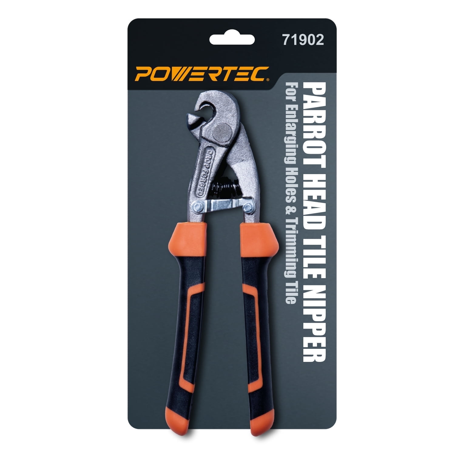 POWERTEC Parrot Head Tile Nippers for Glass, Ceramic, Porcelain, and Mosaic, Ergonomic Soft Grip, Heavy Duty Blades Cuts and Trim Tile Up to 2/5" Thick (71902N)