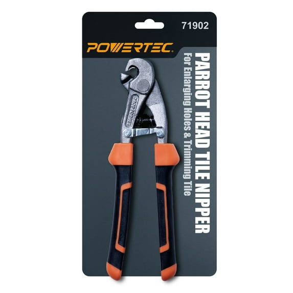 POWERTEC Parrot Head Tile Nippers for Glass, Ceramic, Porcelain, and Mosaic, Ergonomic Soft Grip, Heavy Duty Blades Cuts and Trim Tile Up to 2/5" Thick (71902N)