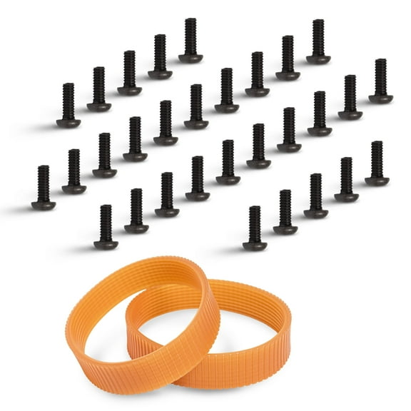 POWERTEC Planer Blade Screws & Drive Belts for DeWalt DW734 - T30 Torx Screw (30PK) and 9-Rib Planer Drive Belt (2PK) for DeWalt DW734 Replacement Ribbed Belts (429962-08) (72273N)