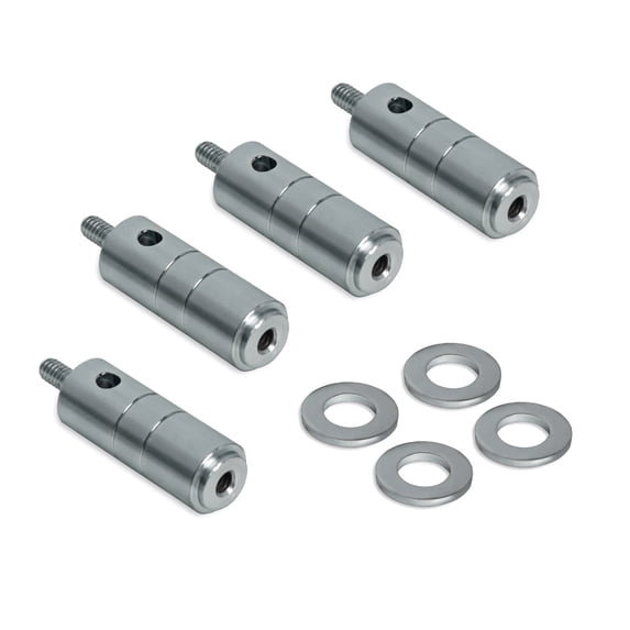 POWERTEC Riser with Washers for Bench Dog Puck, Compatible with T-Track & Dog Holes, Elevates Work Surface for Painting, Sanding, and Cutting - 1/4"-20 UNC, 4-Pack (72169N)