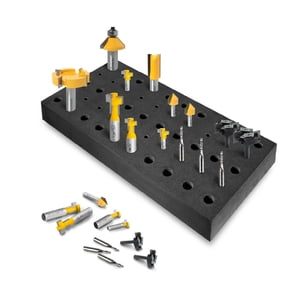 POWERTEC Router Bit Tray Organizer - Holds 50 Bits | 30 1/2" and 20 1/4" Shank Router Bit Holder for Tool Box and Drawer Storage Solution (71217)