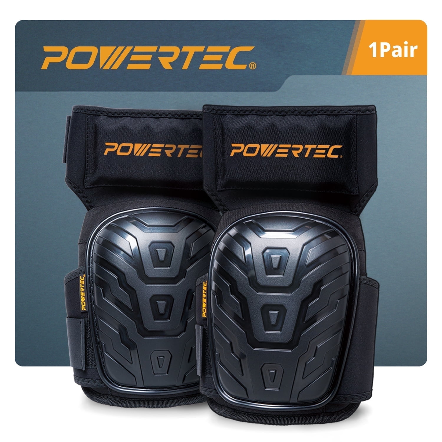 POWERTEC Safety Knee Pads for Men and Women Knee Support with Adjustable Thigh Straps Heavy Duty Shell Soft Foam and Thick Gel Cushion for Work, Construction, Flooring, Roofing (71879)