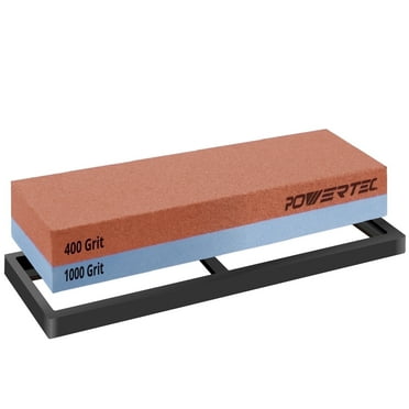 POWERTEC Sharpening Stone, Dual Sided 400/1000 Grit Whetstone, Knife Sharpening Stone with Non-slip Rubber Base (71915N)