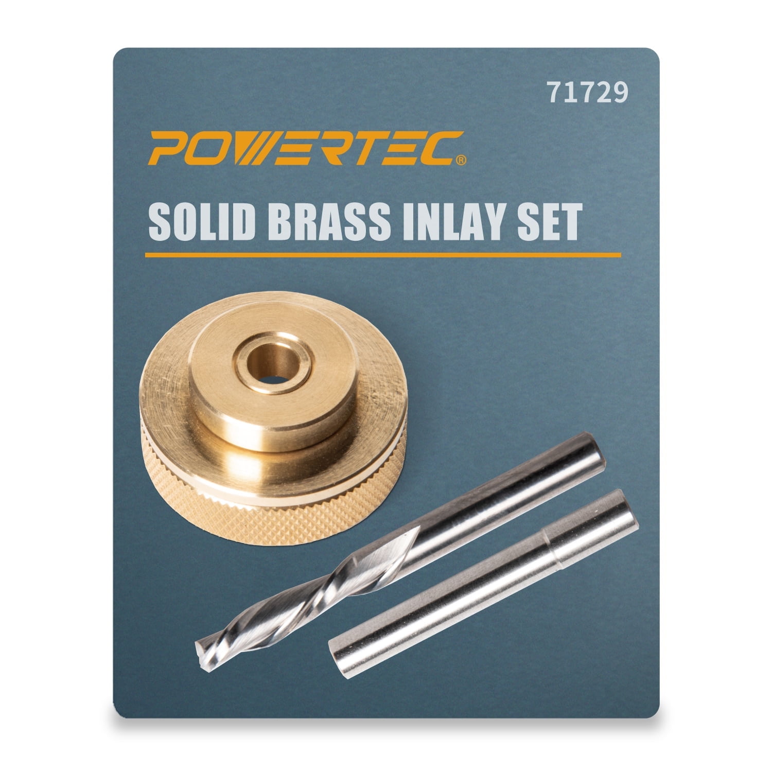 POWERTEC Solid Brass Inlay Kit. Router Bit with 1/4" Cutting Dia. & Shank. Fits PORTER-CABLE Style Router Base Plate. Works with Router Templates for Woodworking Tools & Router Accessories (71729)