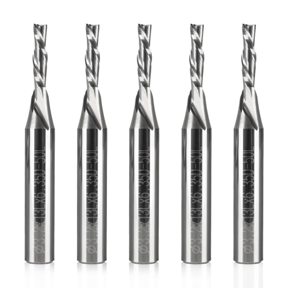 POWERTEC Solid Carbide Up Cut 1/8" Spiral Router Bit, Router Bit 1/4" Shank Woodworking Router bits for use on CNC and Router Tool, Router bits for Router Bushing, 5PK, 73003-P5