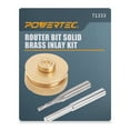 thumbnail image 1 of POWERTEC Solid Carbide Downcut Spiral Router Bits, Brass Inlay Kit with Router Guide, Collar, Centering Pin & 1/8" CD x 1/4" SH Router Bit, Compatible w/ 1/4" Router Templates for Woodworking (71333), 1 of 6