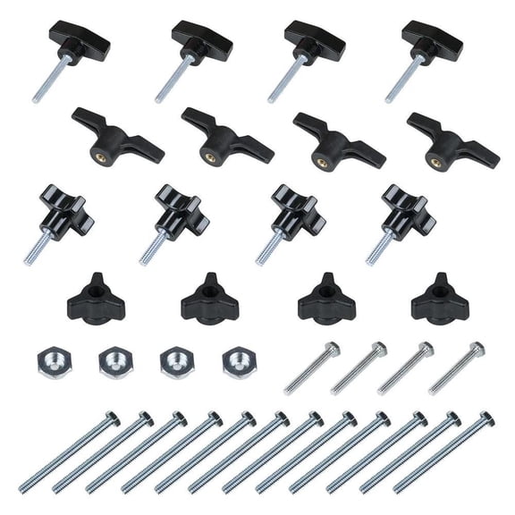 POWERTEC T-Track Knob Kit with 1/4-20 by 1-1/2" Hex Bolts and Washers, Set of 36, T Track Bolts, T Track Accessories for Woodworking Jigs and Fixtures (71130)