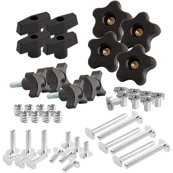 POWERTEC T Track Knob Kit, 1/4"-20 Threaded Bolts and Washers, 46 Piece Set, T Track Bolts, T Track Accessories for Woodworking Jigs and Fixtures (71173)