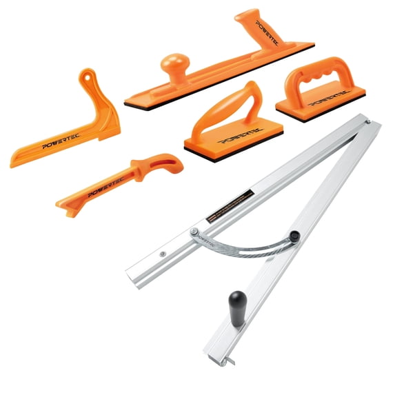 POWERTEC Table Saw Angle Cutting Jig with Safety Push Block and Stick Set, 71785
