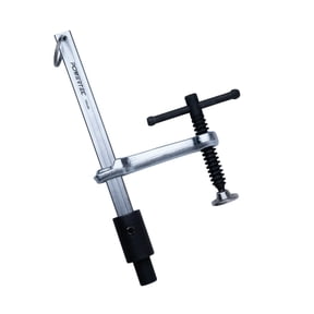 POWERTEC Welding Clamp with T-Handle – 6-1/2" Max Opening, 3-1/4" Throat Depth – Fits 5/8" (16mm) Welding Table Holes, Heavy-Duty Workbench Screw Clamp for Welding & Fabrication (72234N)