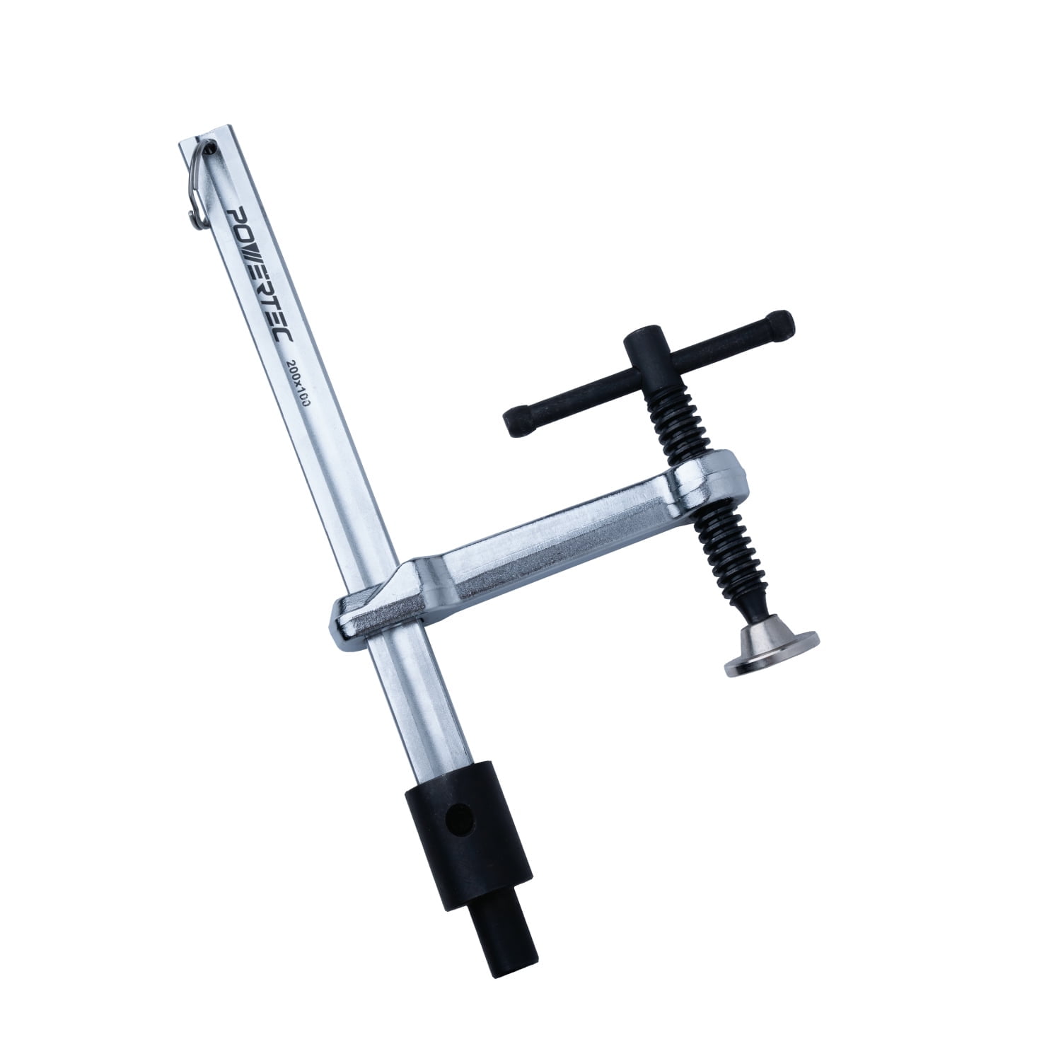 POWERTEC Welding Clamp with T-Handle – 8" Max Opening, 4" Throat Depth – Fits 5/8" (16mm) Welding Table Holes, Heavy-Duty Workbench Screw Clamp for Welding & Fabrication (72244N)