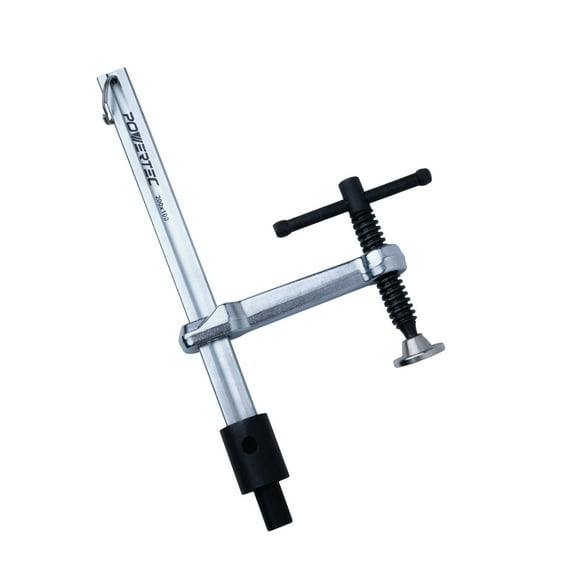 POWERTEC Welding Clamp with T-Handle – 8" Max Opening, 4" Throat Depth – Fits 5/8" (16mm) Welding Table Holes, Heavy-Duty Workbench Screw Clamp for Welding & Fabrication (72244N)