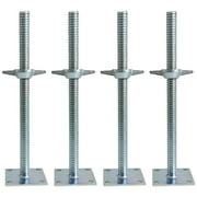 POWERWORKS 4 Pack Adjustable Leveling Jack Solid Screw Jacks with Base Plate for Baker-Style Scaffolding, Silver