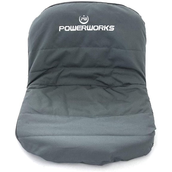 POWERWORKS Waterproof Deluxe Riding Lawn Mower Seat Cover, Medium, Black