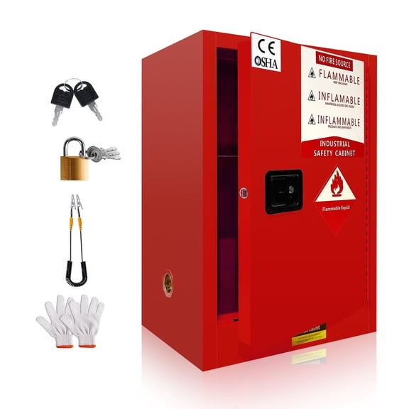 POWKOL 12 Gallon Flammable Storage Cabinet, 18.11 Inch x 23.23 Inch x 35 Inch Adjustable Shelf Flammable Cabinet, for Commercial Industrial Home Use