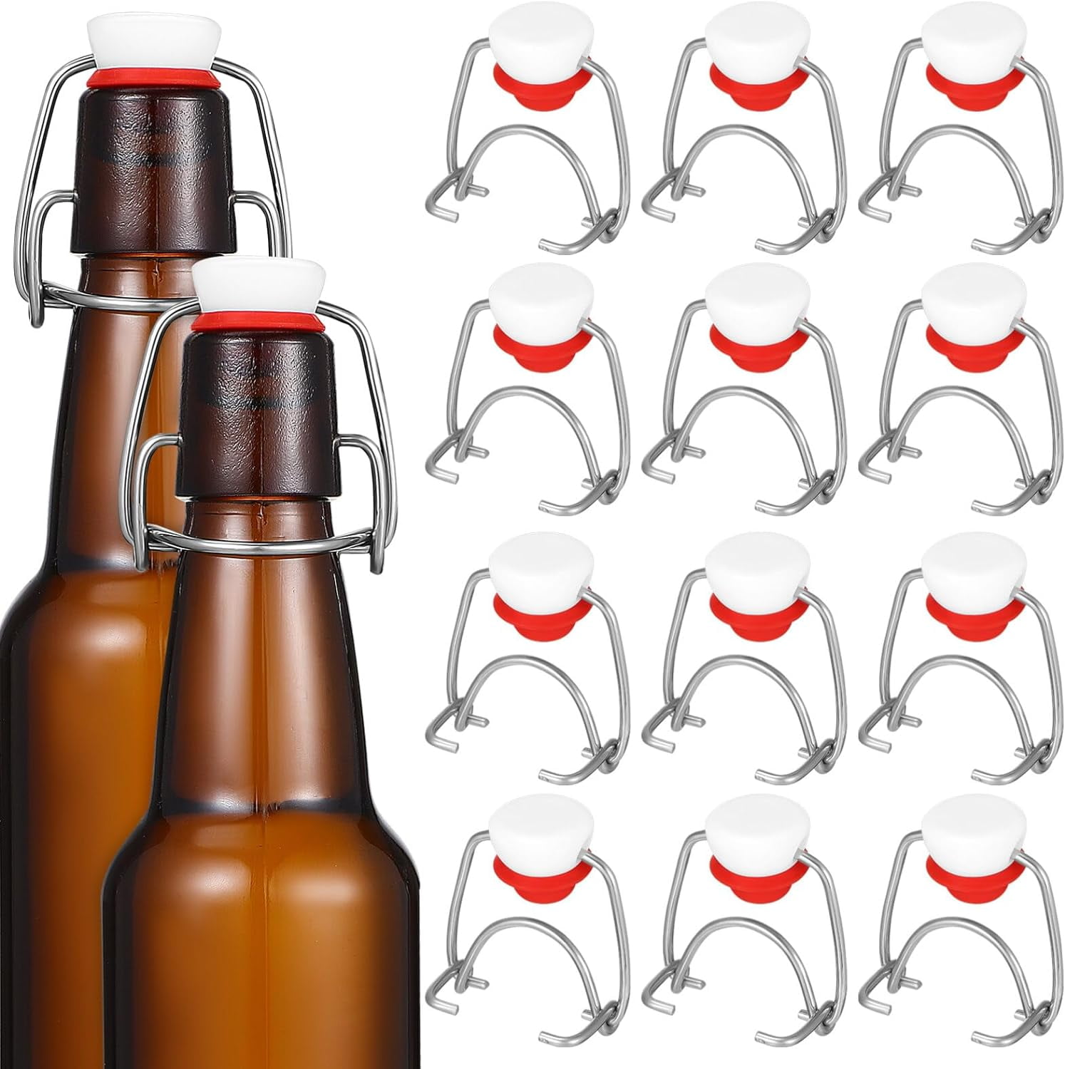 POWKOL 12 Pcs Glass Bottle Caps, Beer Bottle Swing Top Home Brewing