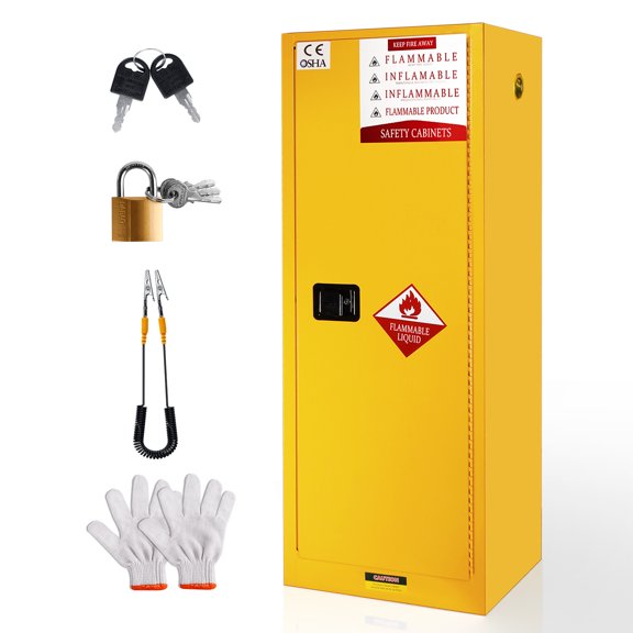 POWKOL 22 Gallon Flammable Cabinet, 18.11 Inch x 23.22 Inch x 64.96 Inch Adjustable Shelf Flammable Storage Cabinet, for Commercial Industrial Home Use,