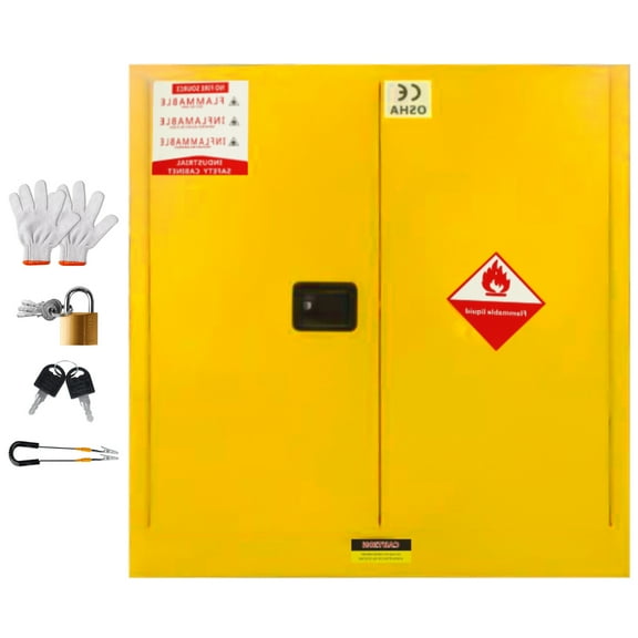 POWKOL 30 Gallon Flammable Cabinet, 18.11 Inch x 42.91 Inch x 44.1 Inch Adjustable Shelf Flammable Storage Cabinet, for Commercial Industrial Home Use,