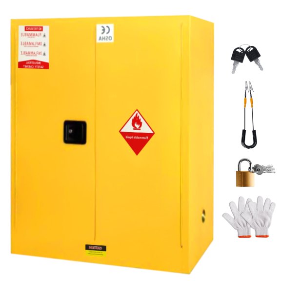 POWKOL 30 Gallon Flammable Storage Cabinet, 18.11 Inch x 42.91 Inch x 44.1 Inch Adjustable Shelf Flammable Cabinet, for Commercial Industrial Home Use