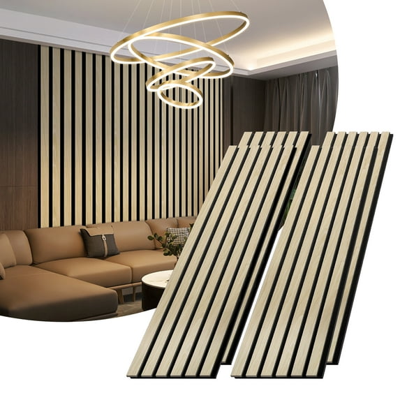 POWKOL 4 Pack Soundproofing Panel, 47.2” x 12.2” Soundproofing Wood Panel, Seamless Spliced Wall Panels,Sound Absorbing Decorative Panels,Luxury Real Wood Panel (Natural Oak)