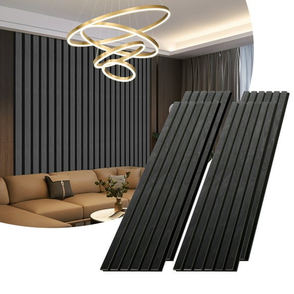 POWKOL 4 Pack Soundproofing Panel, 47.2” x 12.2” Soundproofing Wood Panel, Seamless Spliced Wall Panels,Sound Absorbing Decorative Panels,Luxury Real Wood Panel (Black Oak)