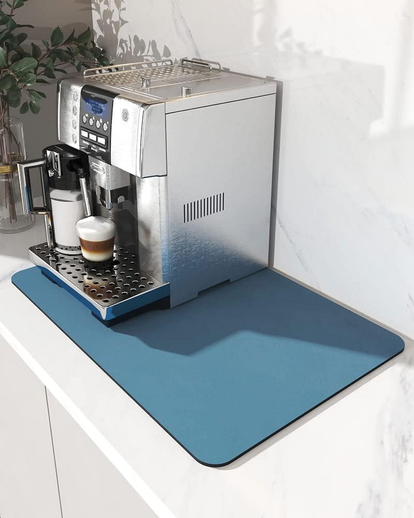 POWKOL Blue Coffee Mat, Coffee Maker Mat for Countertops, Absorbent