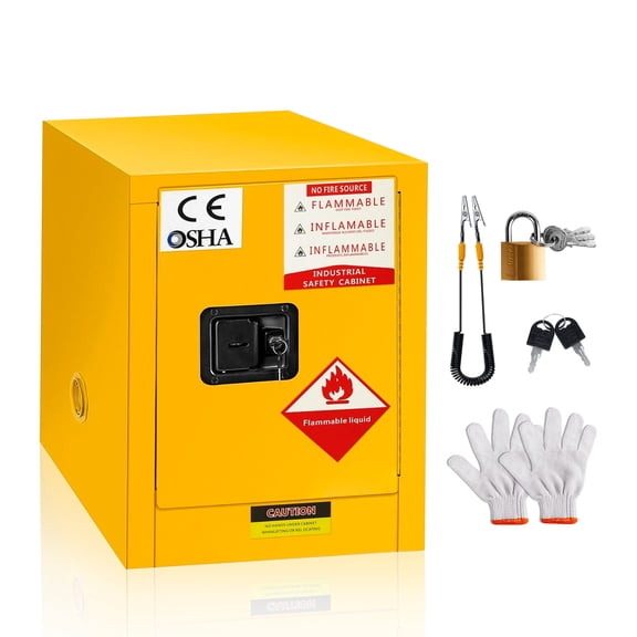 POWKOL Flammable Cabinet 4 Gallon, 18.11 Inch x 18.11 Inch x 23 Inch Adjustable Shelf Flammable Storage Cabinet, for Commercial Industrial Home Use,