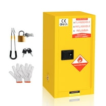 POWKOL Flammable Cabinet 6 Gallon Yellow, 18.11 x 18.11 x 35.5 Inchs Adjustable Shelf Flammable Storage Cabinet, for Commercial Industrial Home Use