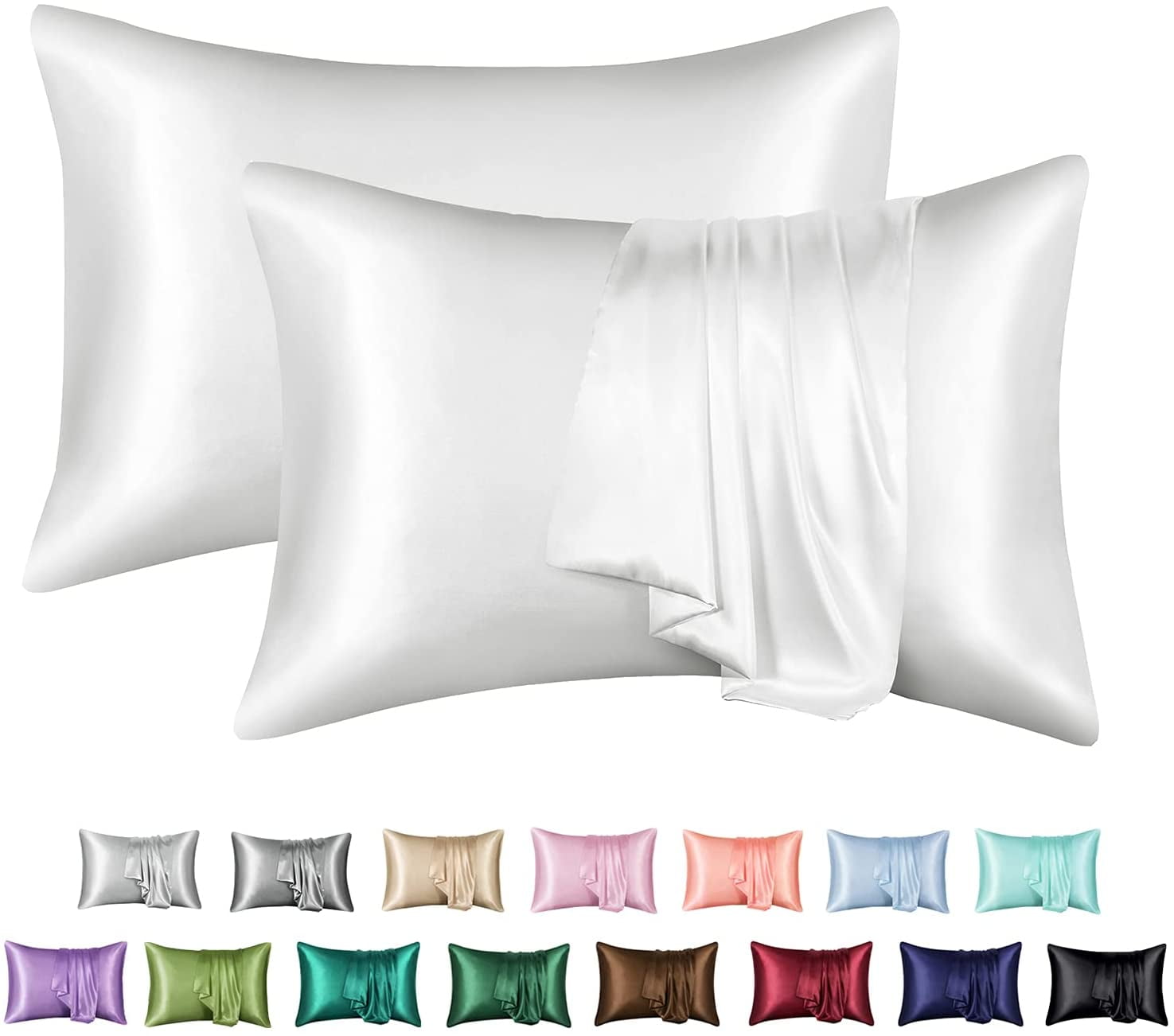 Ivory Satin Silk Standard Pillowcases for Hair and Skin