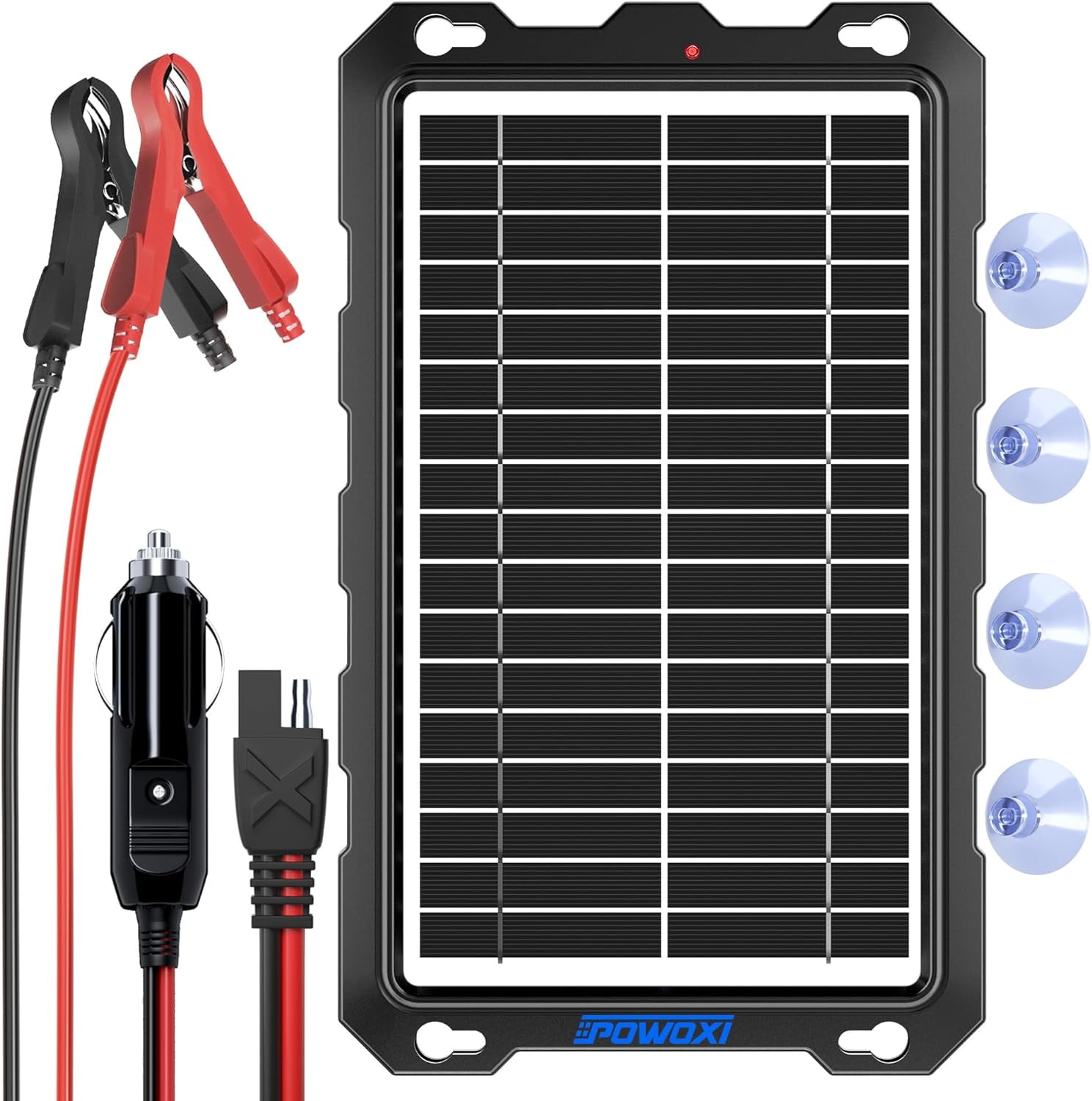 POWOXI 9W Solar Battery Trickle Charger Maintainer 12V Portable Waterproof Solar Panel for Car Motorcycle Boat RV