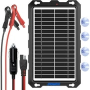 POWOXI 9W Solar Battery Trickle Charger Maintainer 12V Portable Waterproof Solar Panel for Car Motorcycle Boat RV