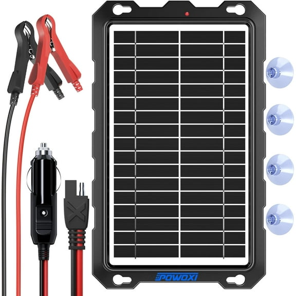 POWOXI 9W Solar Battery Trickle Charger Maintainer 12V Portable Waterproof Solar Panel for Car Motorcycle Boat RV