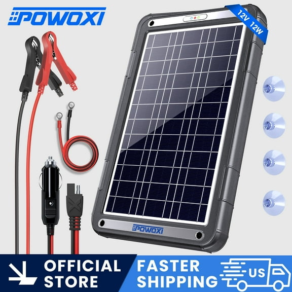 POWOXI Upgraded MPPT 12W Solar Battery Trickle Charger&Maintainer 12V Solar Panel Car Battery Trickle Charger Kit Portable Waterproof Built-in MPPT Charging Controller for 12 Volt Car RV Trailer Boat