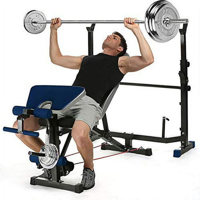 POWRX Professional Weight Bench White I Folding Height Adjustable Multifunction Bench Perfect for Bench Press and Dips I Dip Handles for up to 200