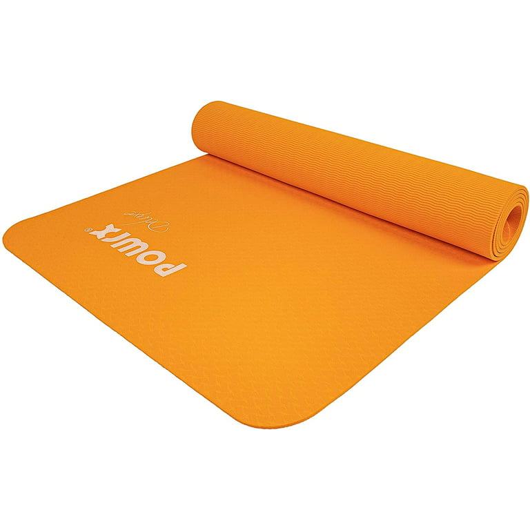 POWRX Yoga Mat TPE with Bag | Exercise mat for workout | Non-slip large  yoga mat for women, 68x24 Mango, 0.2 Inches Thickness