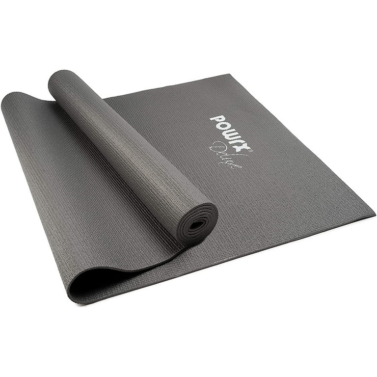 POWRX Yoga Mat with Bag | Exercise mat for workout | Non-slip large yoga  mat for women, 68x24 Grey, 0.15 Inches Thickness