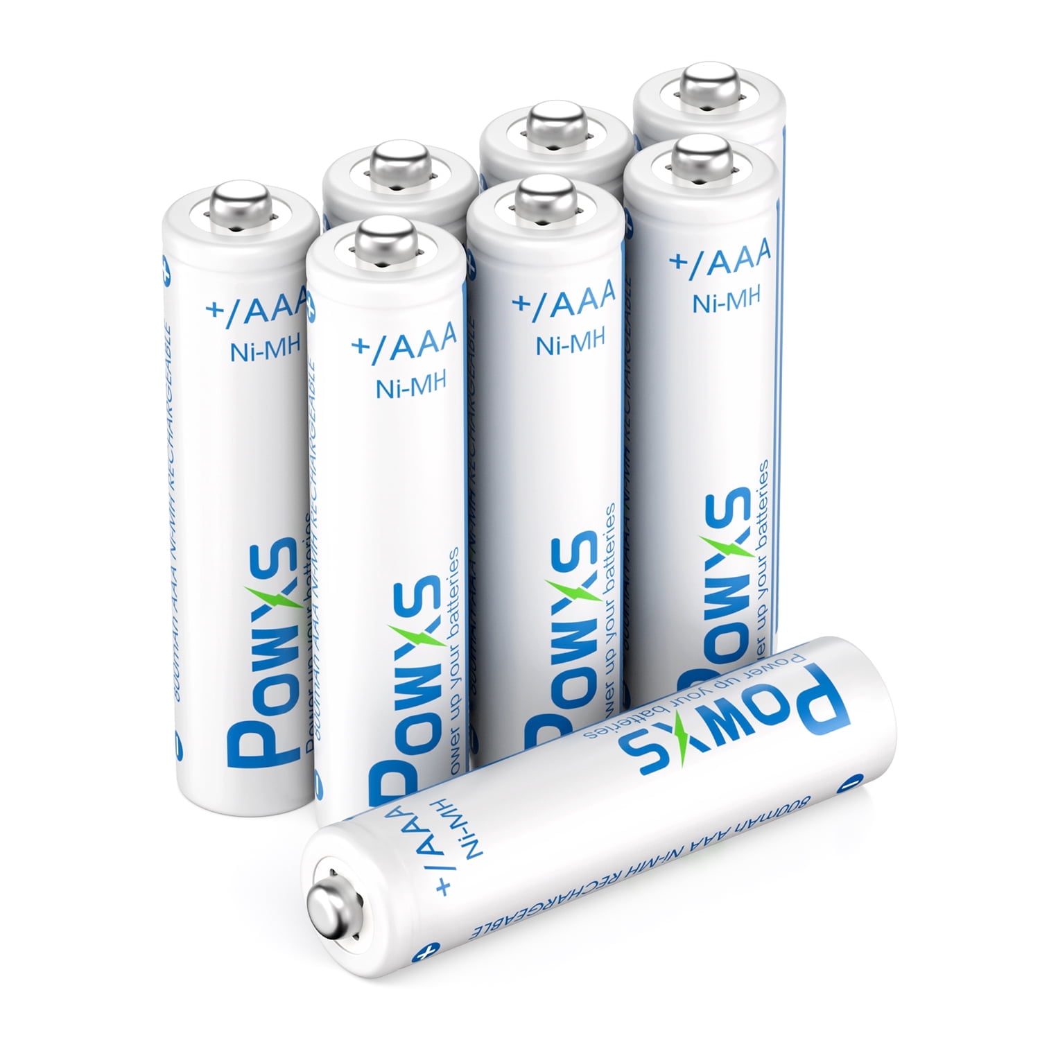 POWXS 8-Pack 800mAh 1.2 Volt Pre-Charged Ni-MH Rechargeable AAA Batteries