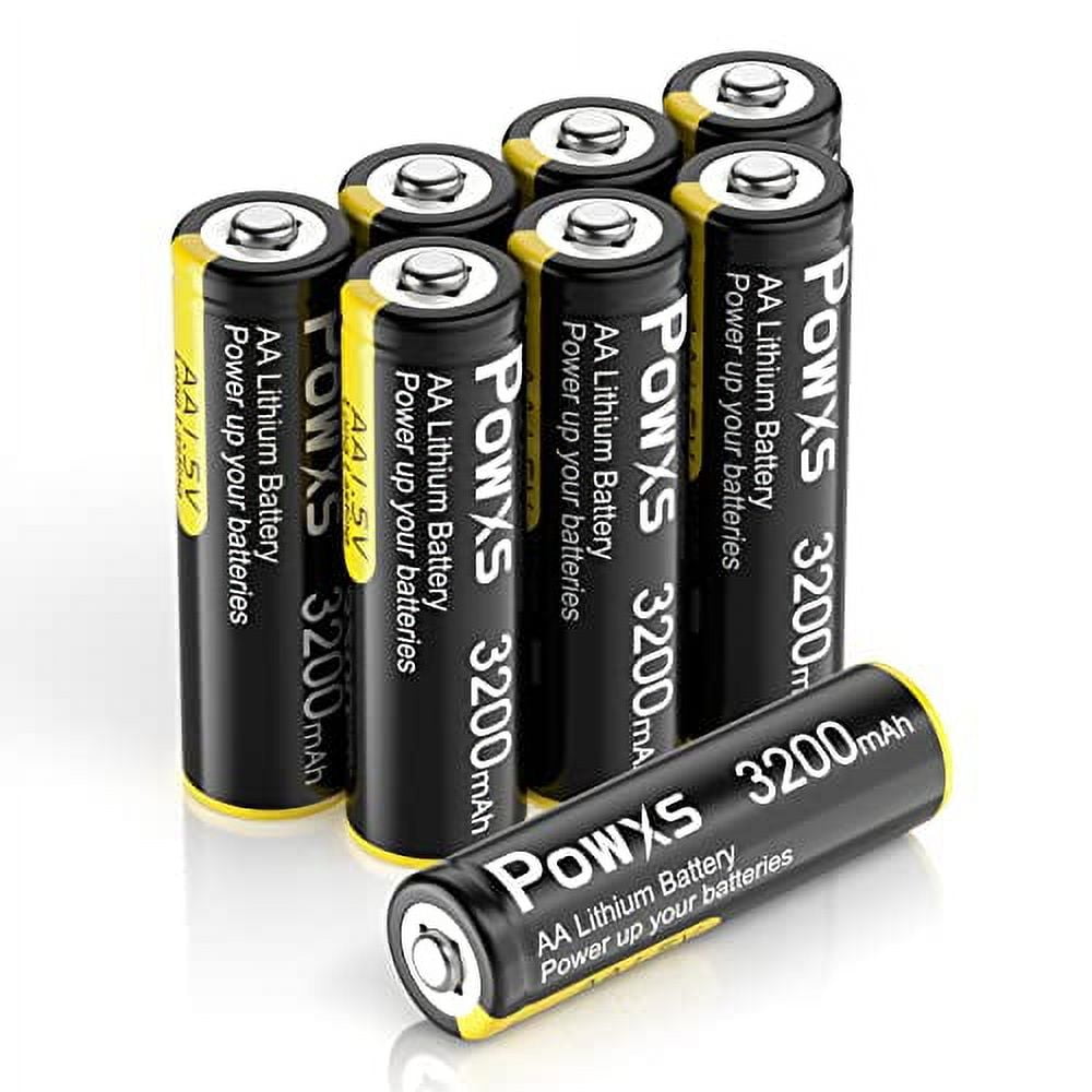 POWXS AA Lithium Batteries, 8 Pack 1.5V Lithium Iron Double A Batteries 3200mAh Super Capacity