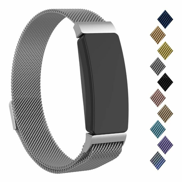 POY Compatible with Fitbit Inspire Hr Bands, Stainless Steel Replacement  for Fitbit Inspire and Ace 2 Metal Loop Bracelet Sweetproof Wristbands for  Women Men Large for 6.1-9.9 inch Silver 