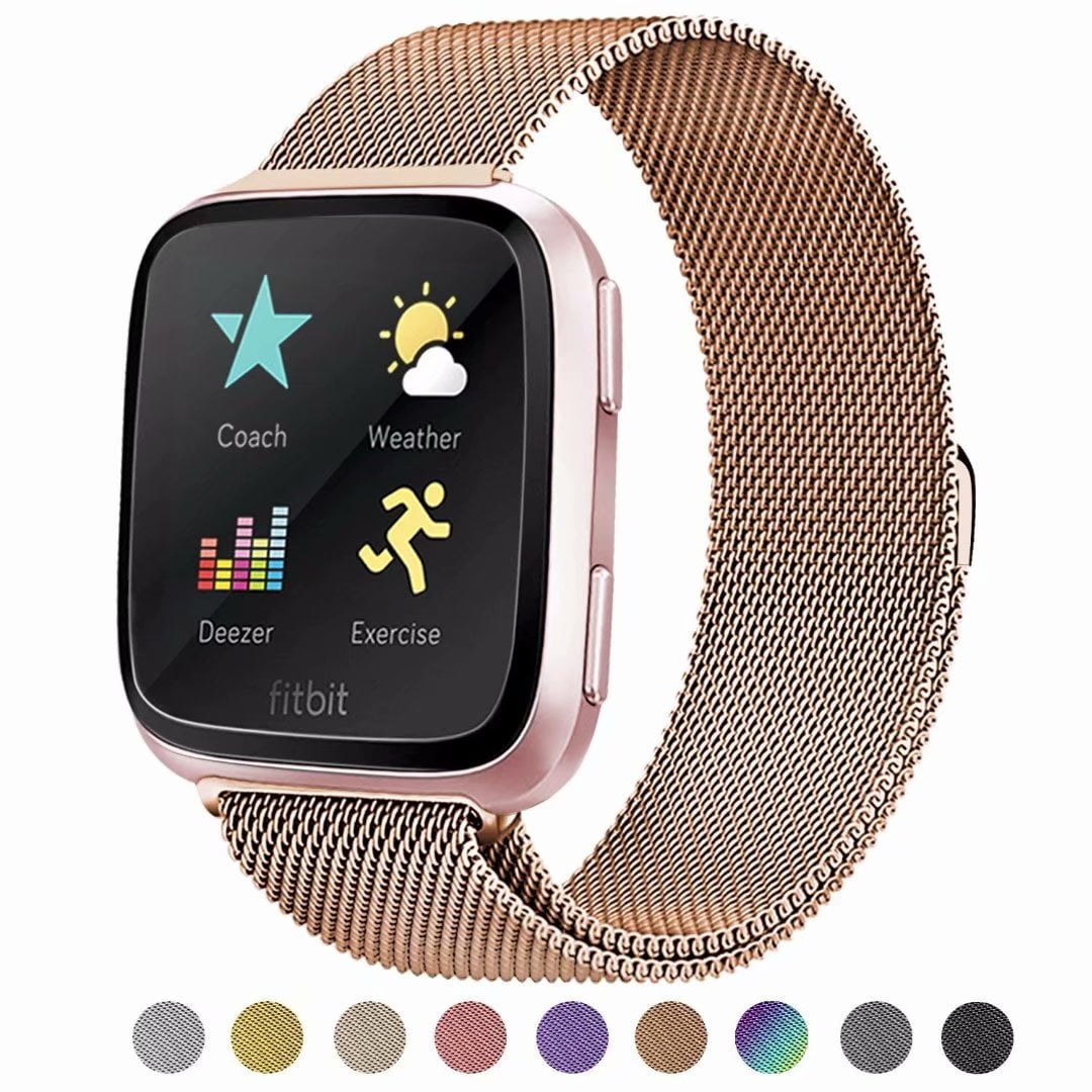  Maledan Compatible con correas Fitbit Versa Lite para mujeres y  hombres, correa de malla metálica de acero inoxidable de repuesto para Fitbit  Versa 2/Versa/Versa Edición Especial, oro real : Electrónica