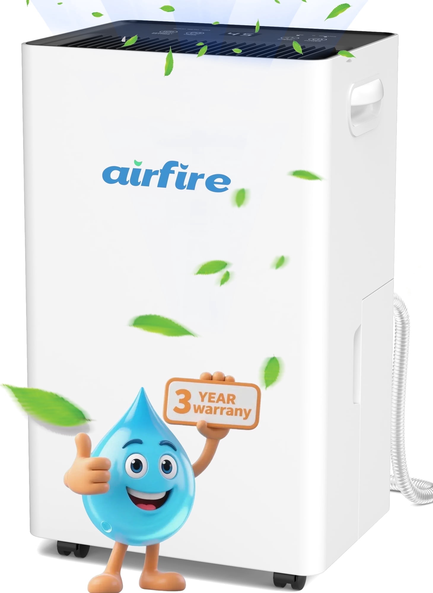 Airfire 4500 Sq. ft Max 70 Pints Dehumidifier for Basement, Dehumidifiers with Drain Hose for Home Bedroom Bathroom Large Room, Auto Defrost& Drain, 24H Timer, 1.59 gal Water Tank, Dry Clothes